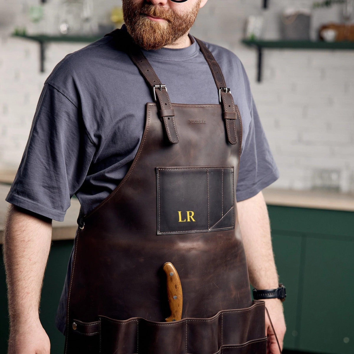 Pikore 11-Pocket Leather Barber Apron