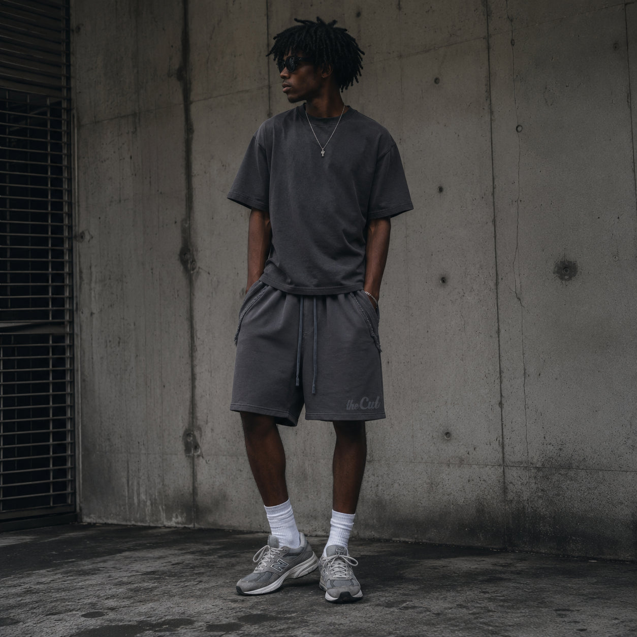 theCut Vintage Wash Shorts - Dark Gray