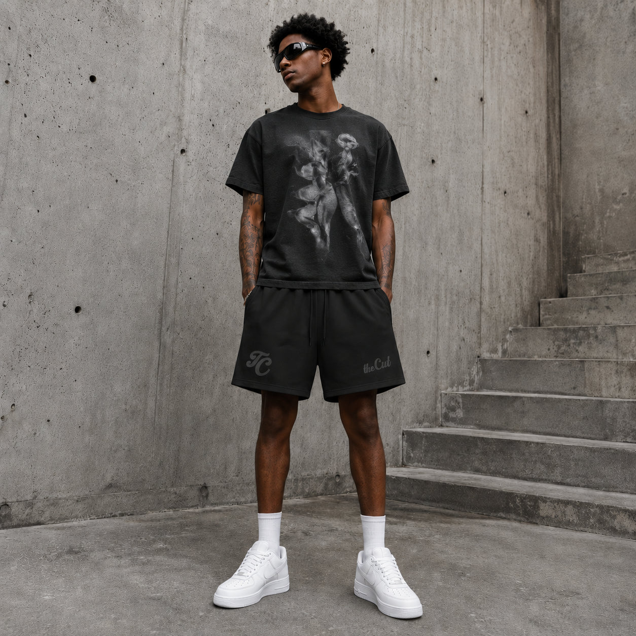 theCut Heavyweight Fleece Shorts - Black