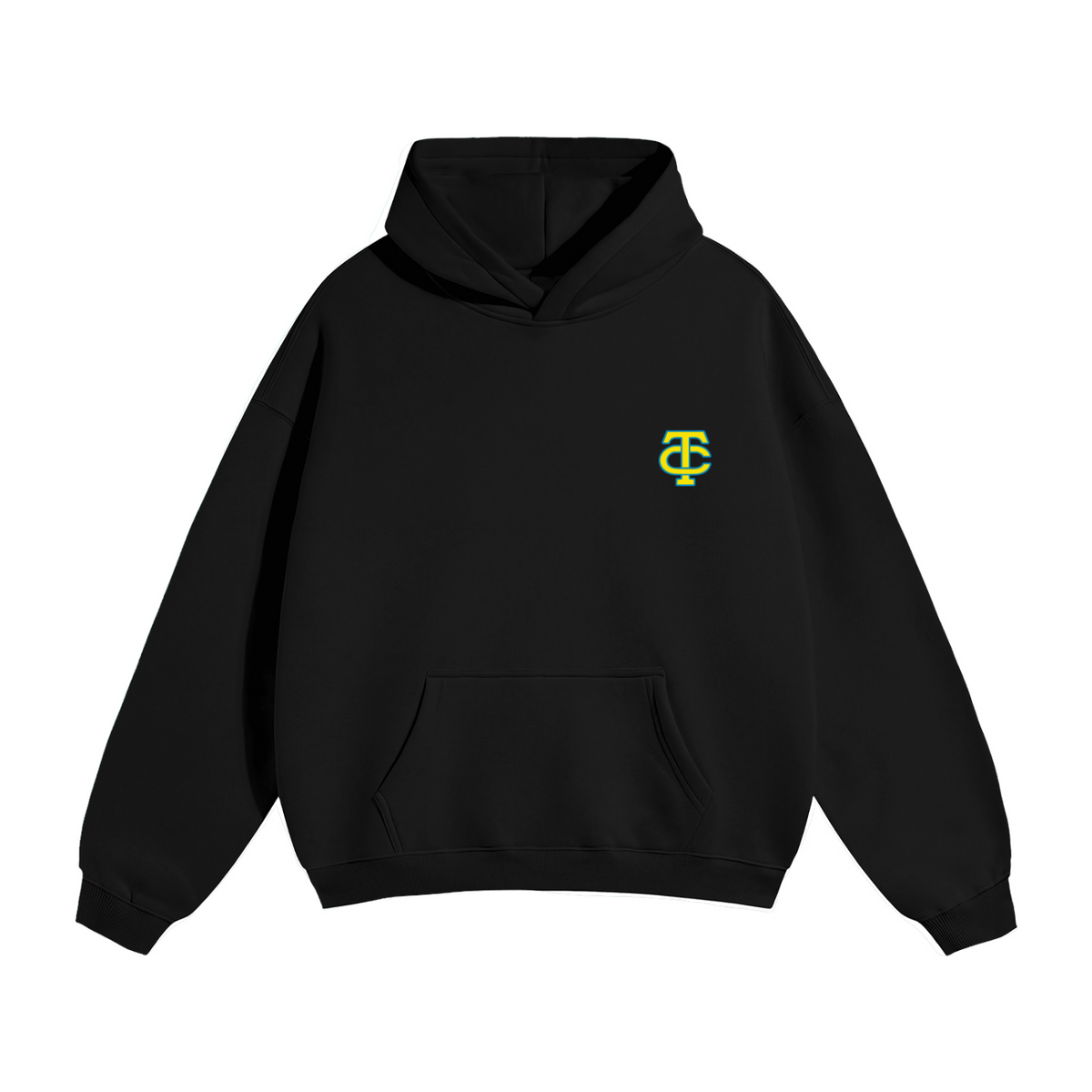 BLACK TC GLITCH FLEECED HOODIE