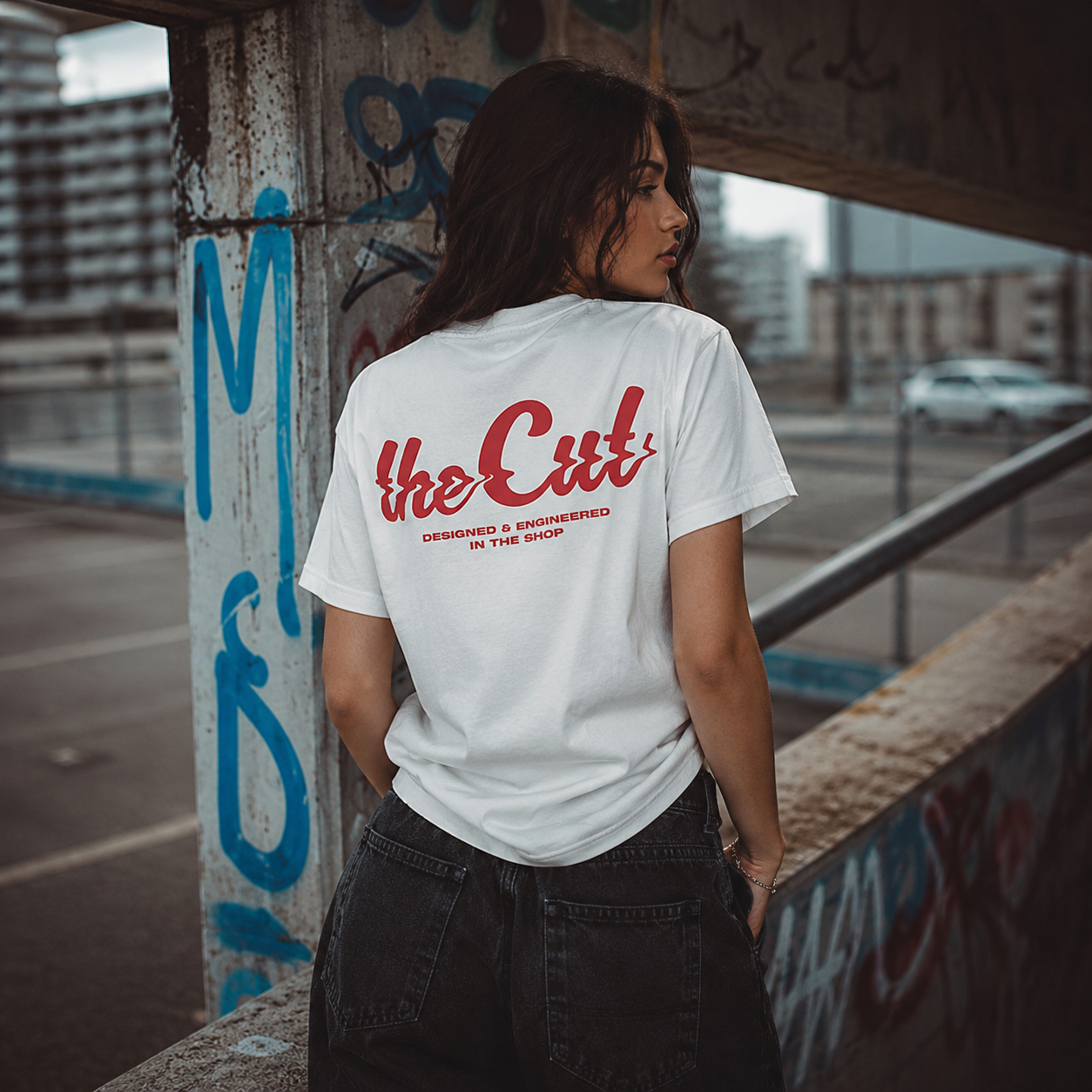 theCut Standard Shoulder T-Shirt White/Red