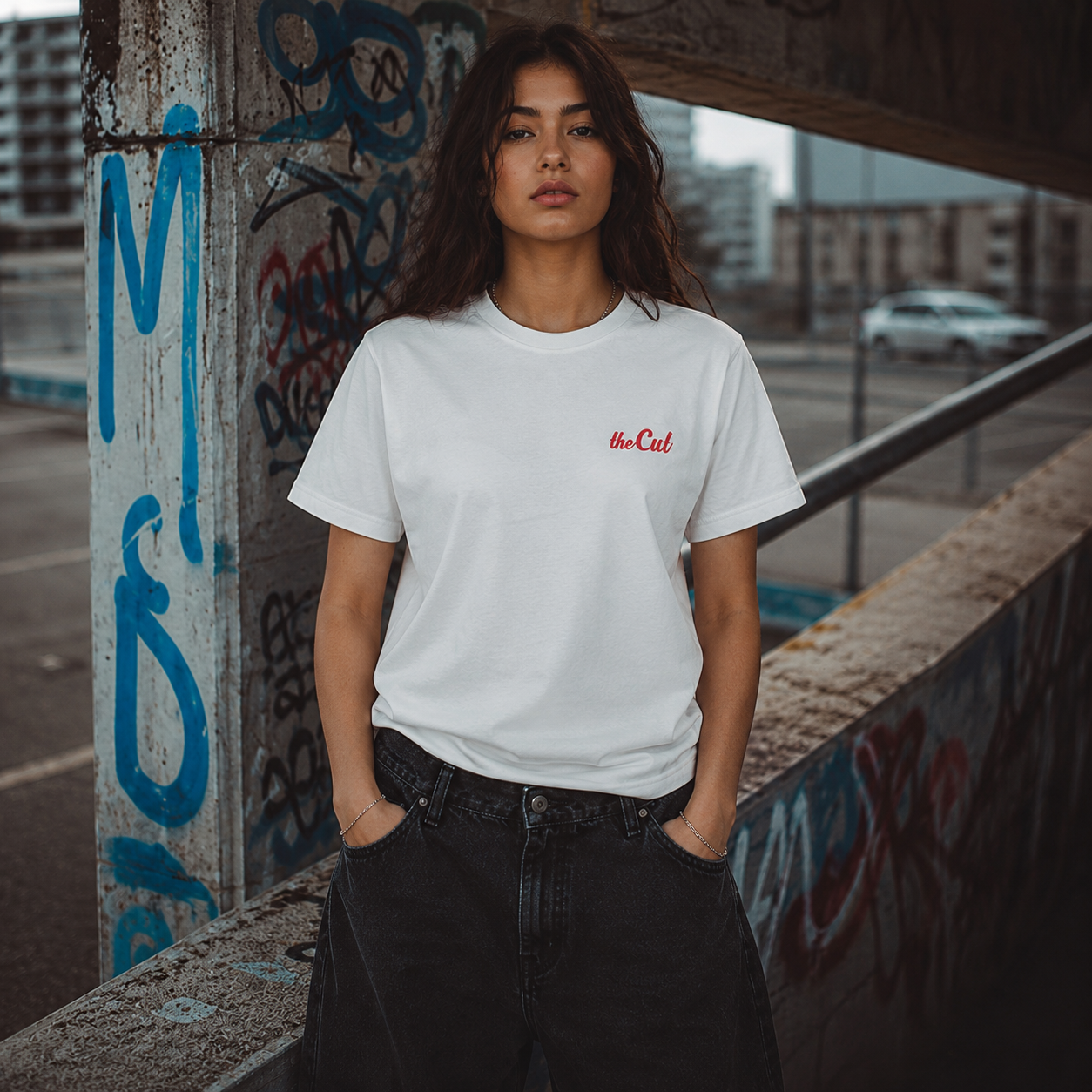 theCut Standard Shoulder T-Shirt White/Red