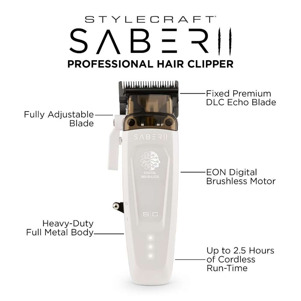 StyleCraft Saber II Clipper White (SC619W)