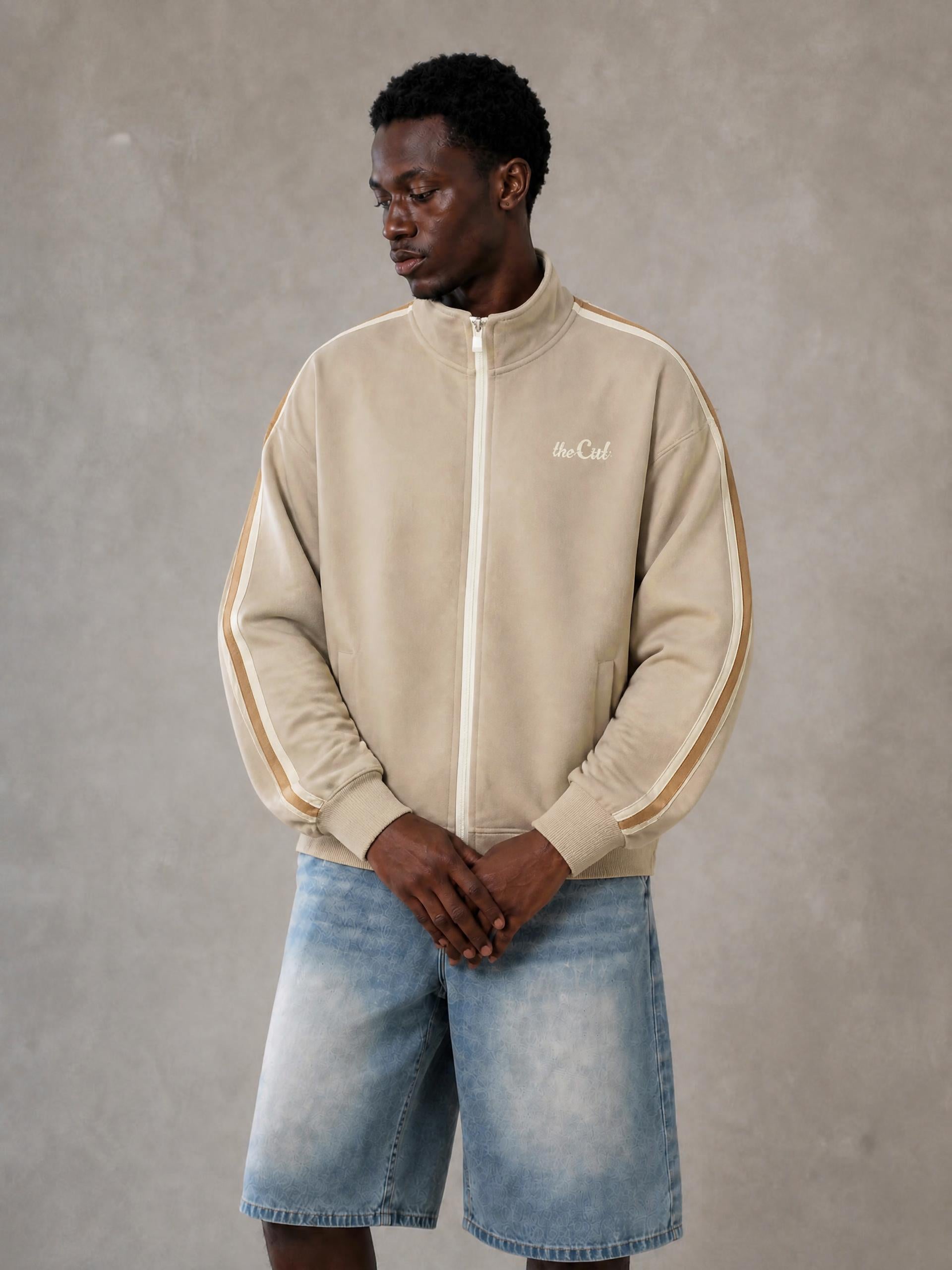 theCut Contrast Stripe Track Jacket Glitchwave