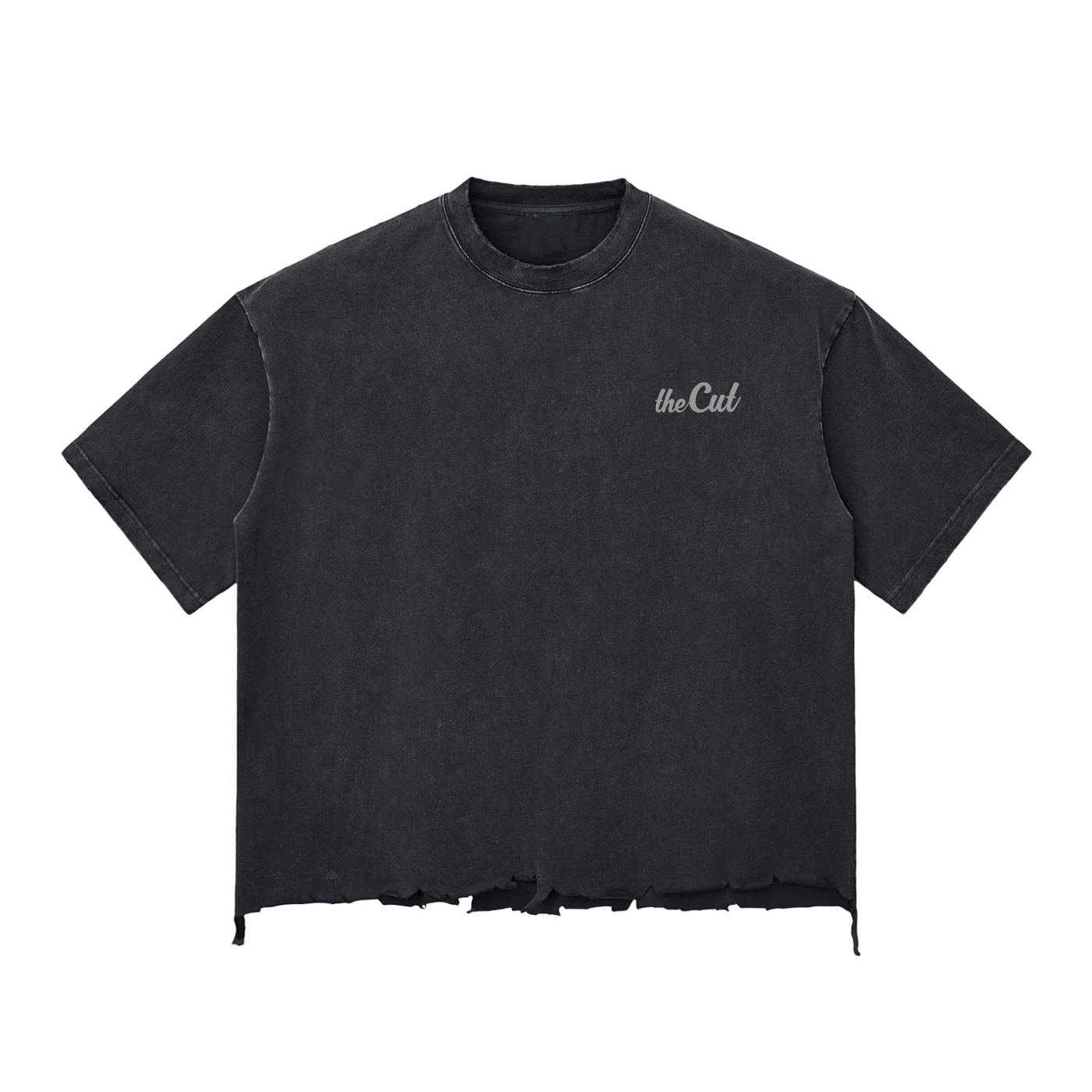 No Bullsh**t Tools For Barbershops Head Snow Wash Cropped Raw-Hem Boxy Tee