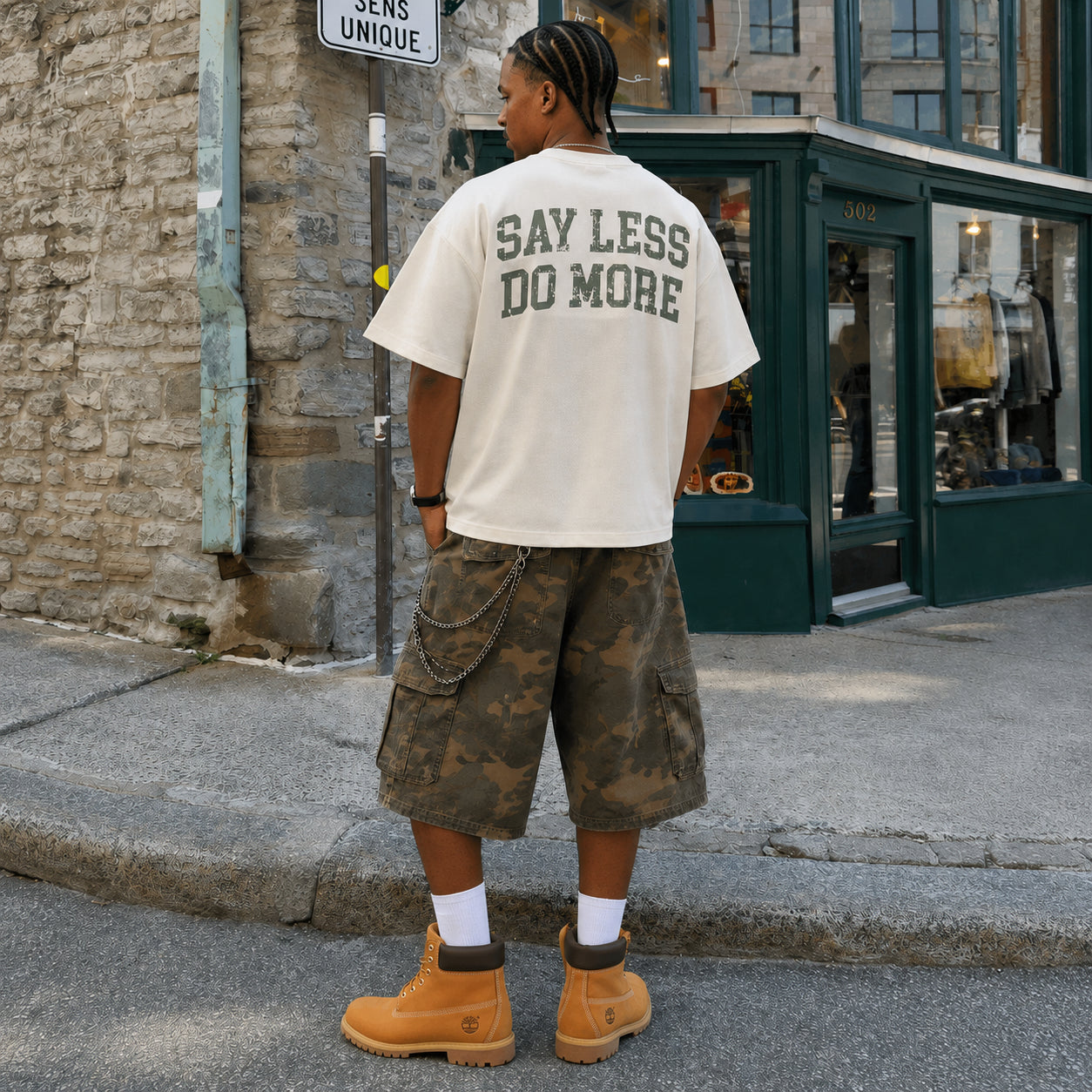 theCut Mild Apricot Washed Boxy Cropped Graphic T-Shirt