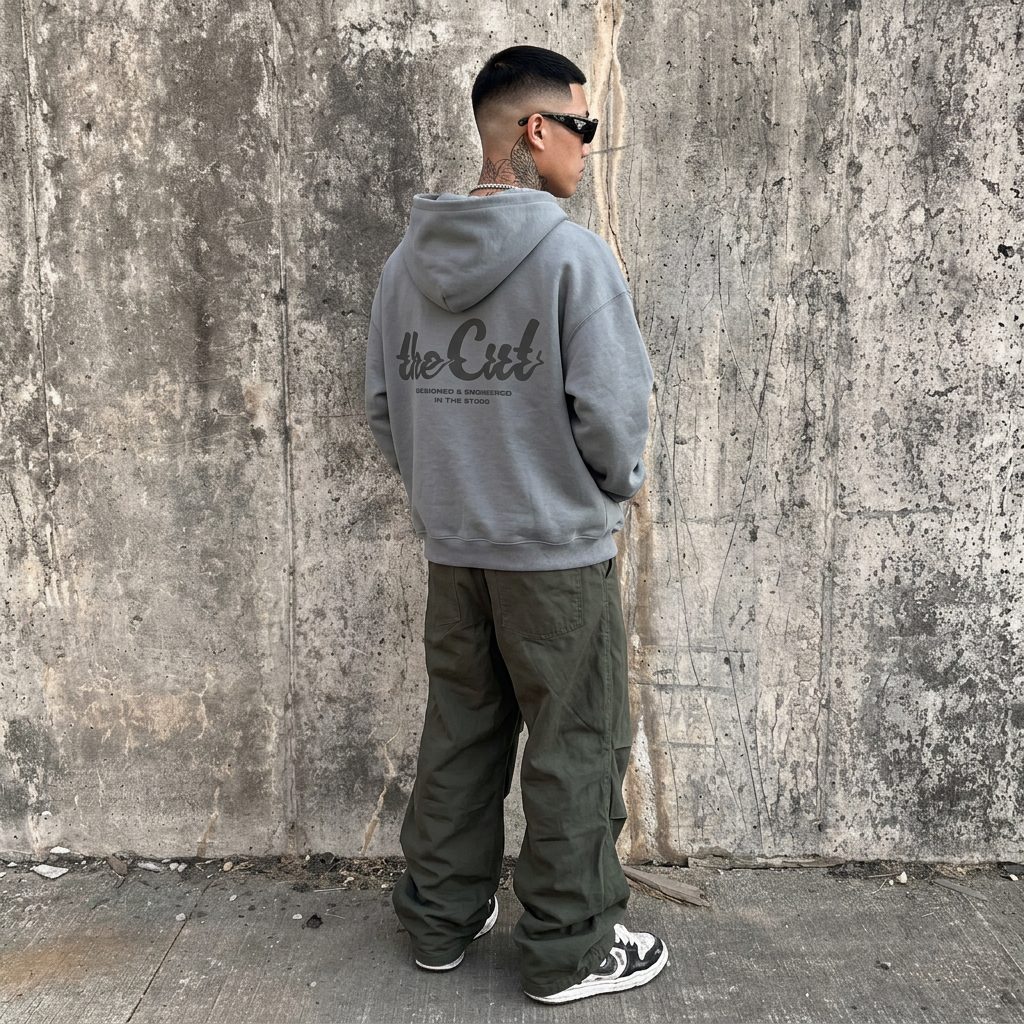 theCut Glitch Wave Grey Print Hoodie