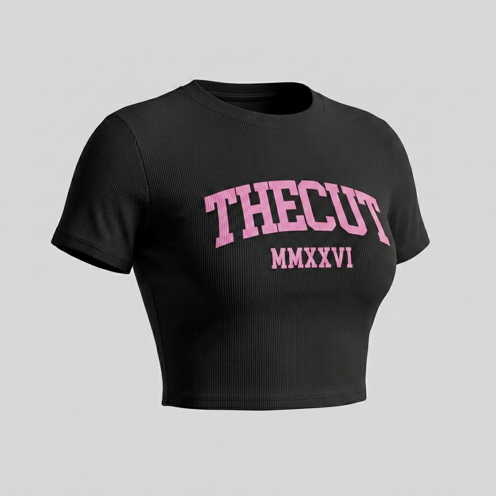 Women's Slim Ribbed Crop Collegiate Tee