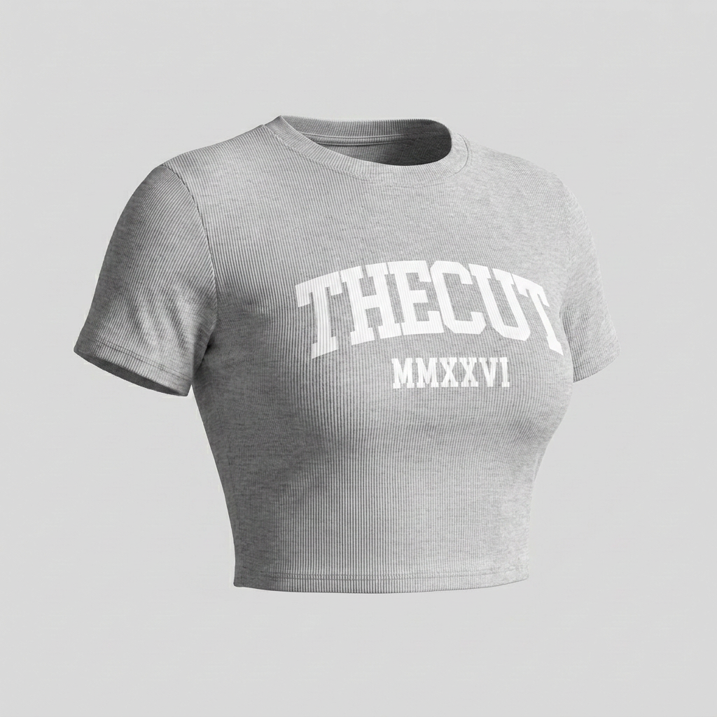 Women's Slim Ribbed Crop Collegiate Tee