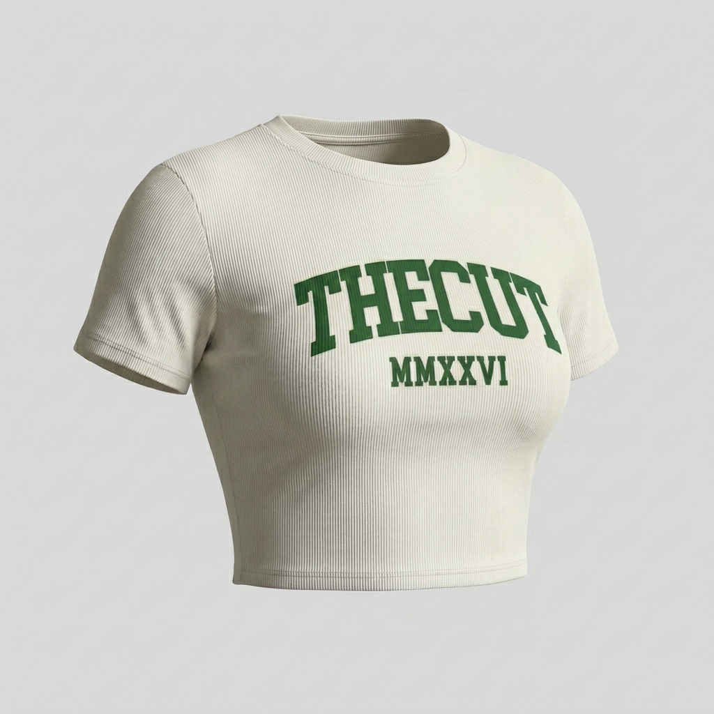 Women's Slim Ribbed Crop Collegiate Tee