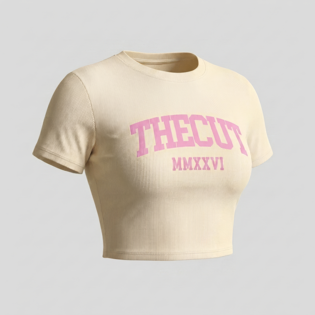 Women's Slim Ribbed Crop Collegiate Tee
