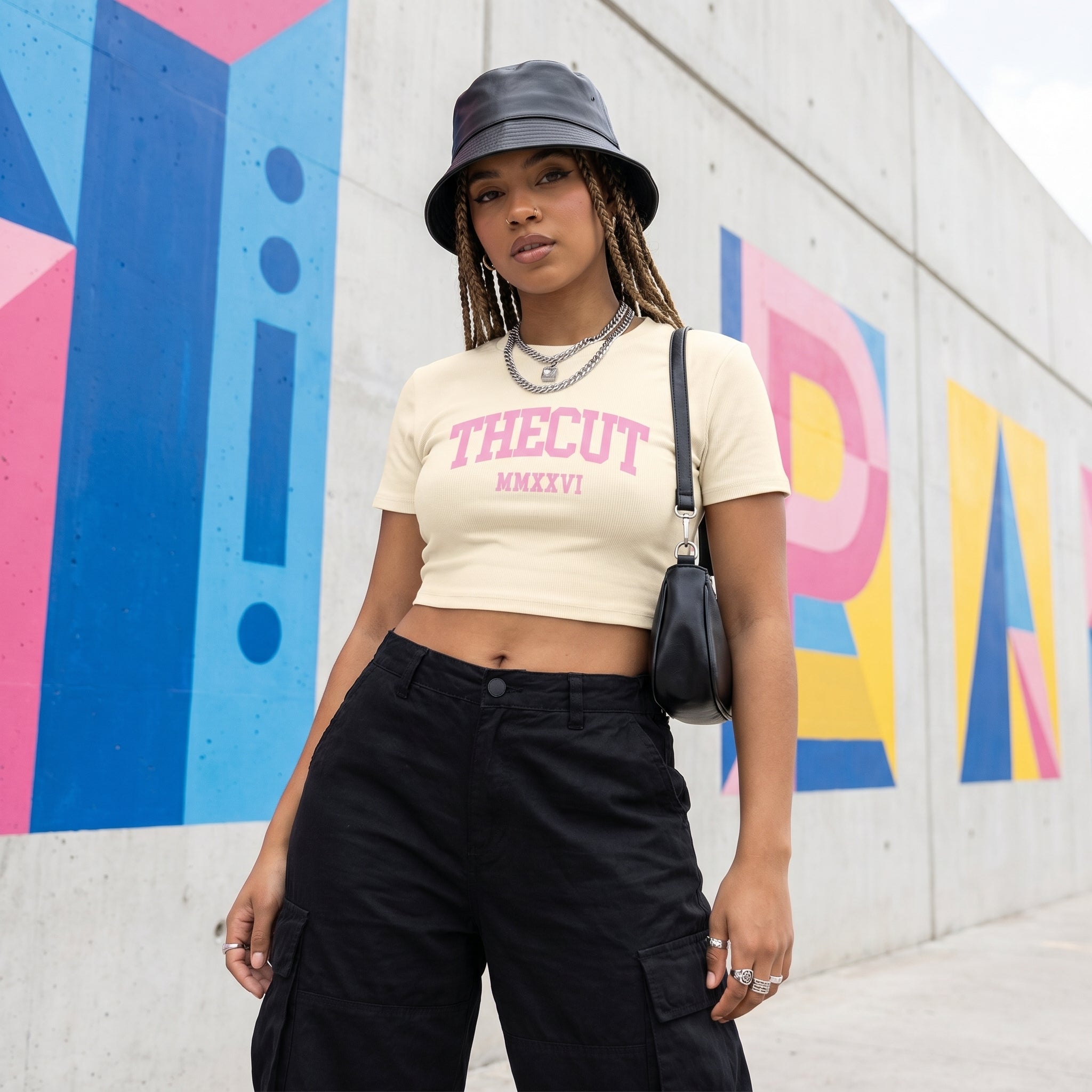Women's Slim Ribbed Crop Collegiate Tee