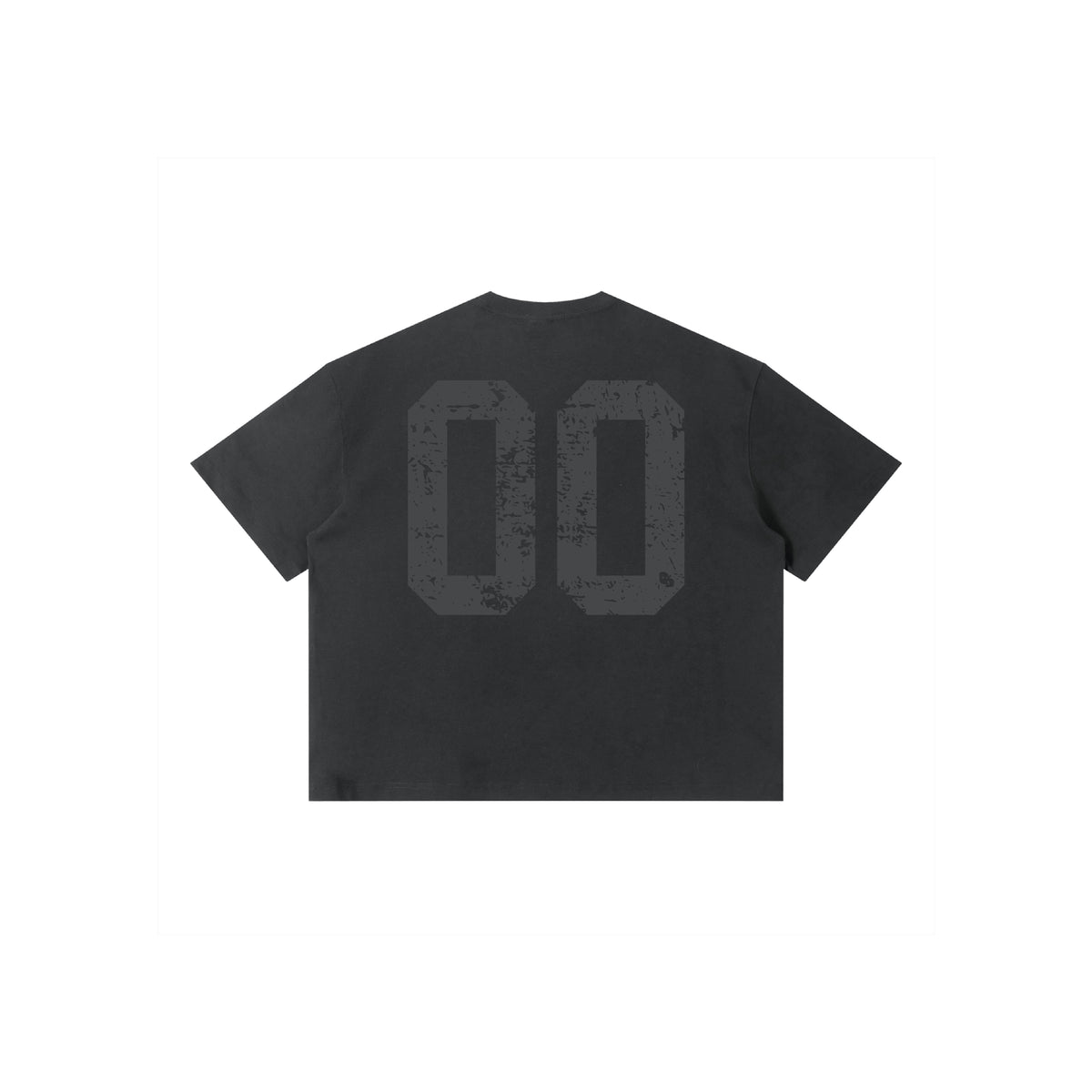 theCut Gray Washed boxy cropped graphic tee shown flat, showing the printed graphic.
