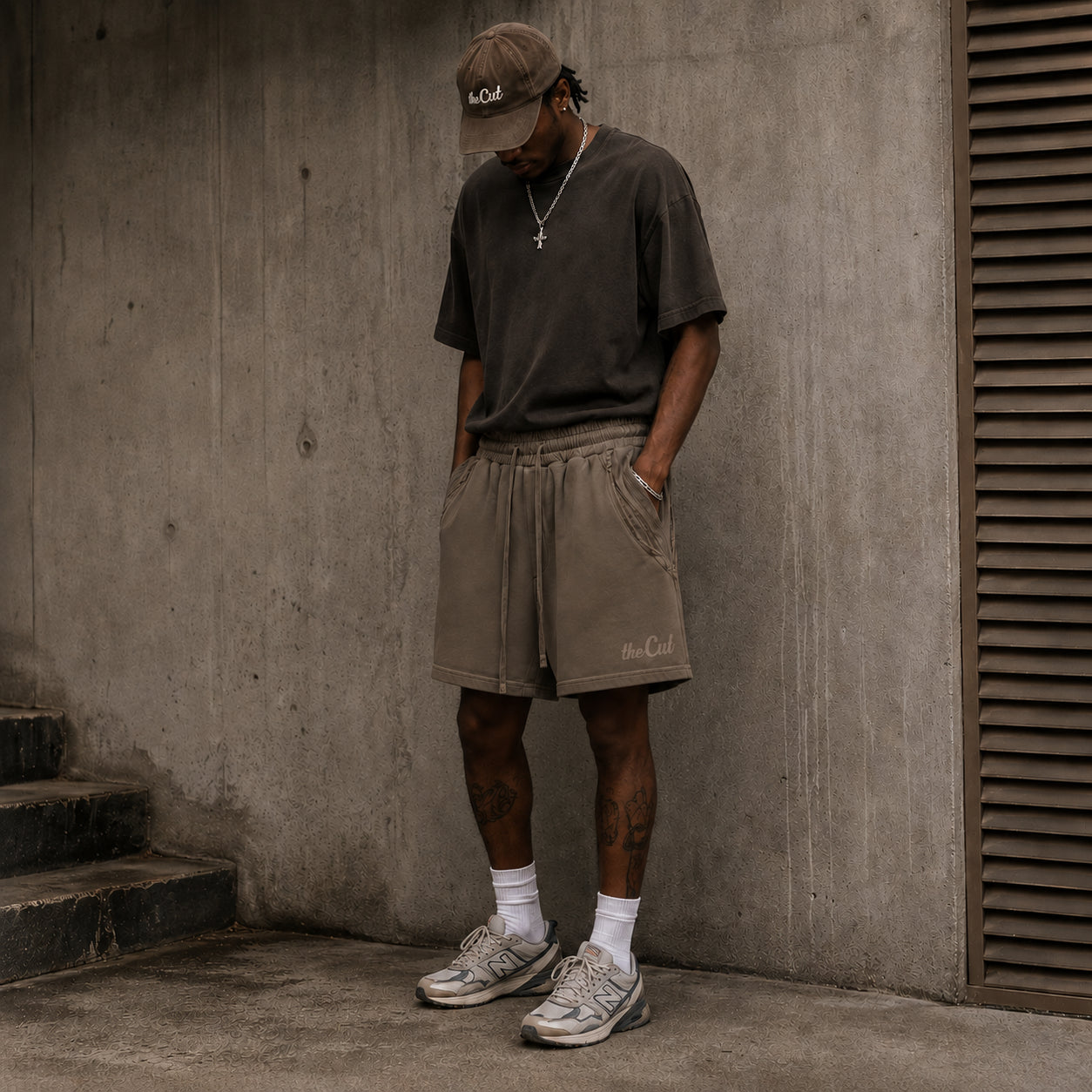 theCut Vintage Wash Shorts - Khaki