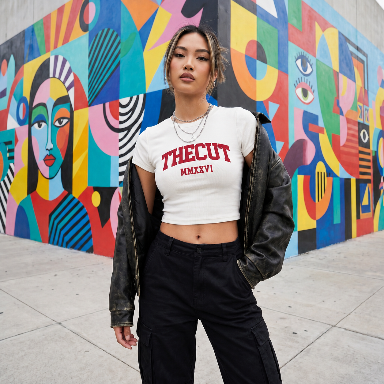 Women's Slim Ribbed Crop Collegiate Tee