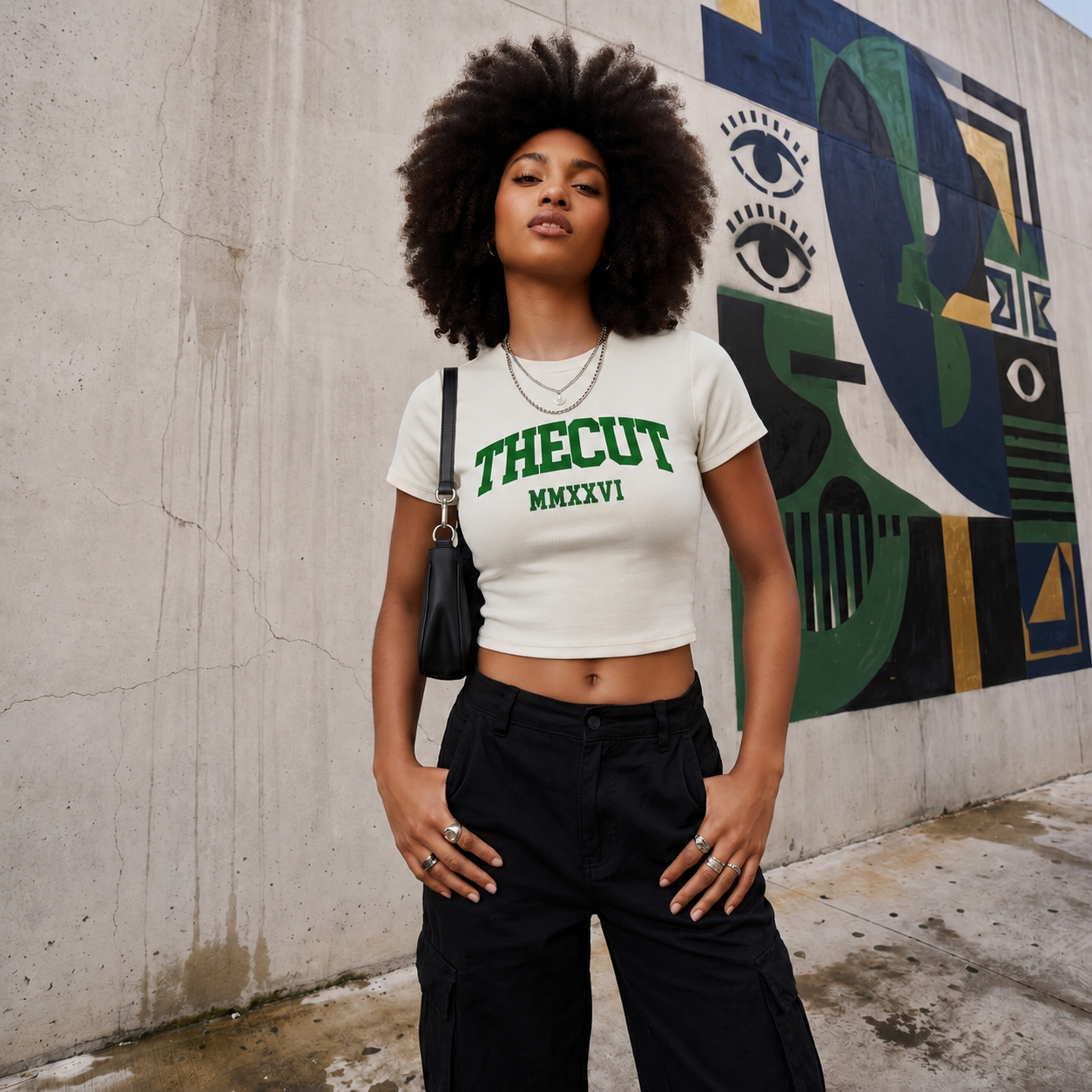 Women's Slim Ribbed Crop Collegiate Tee