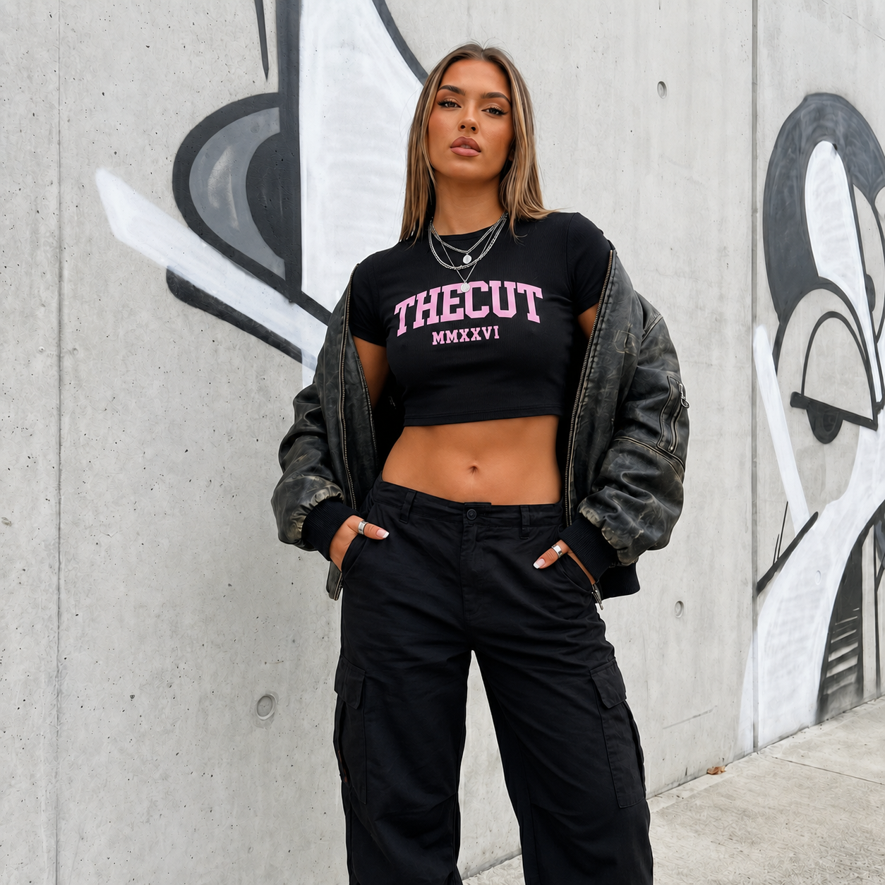 Women's Slim Ribbed Crop Collegiate Tee