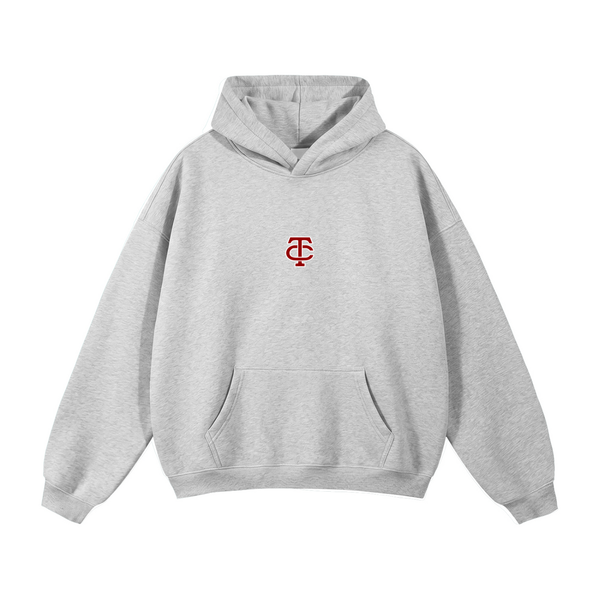 GREY/RED TC FLEECED HOODIE
