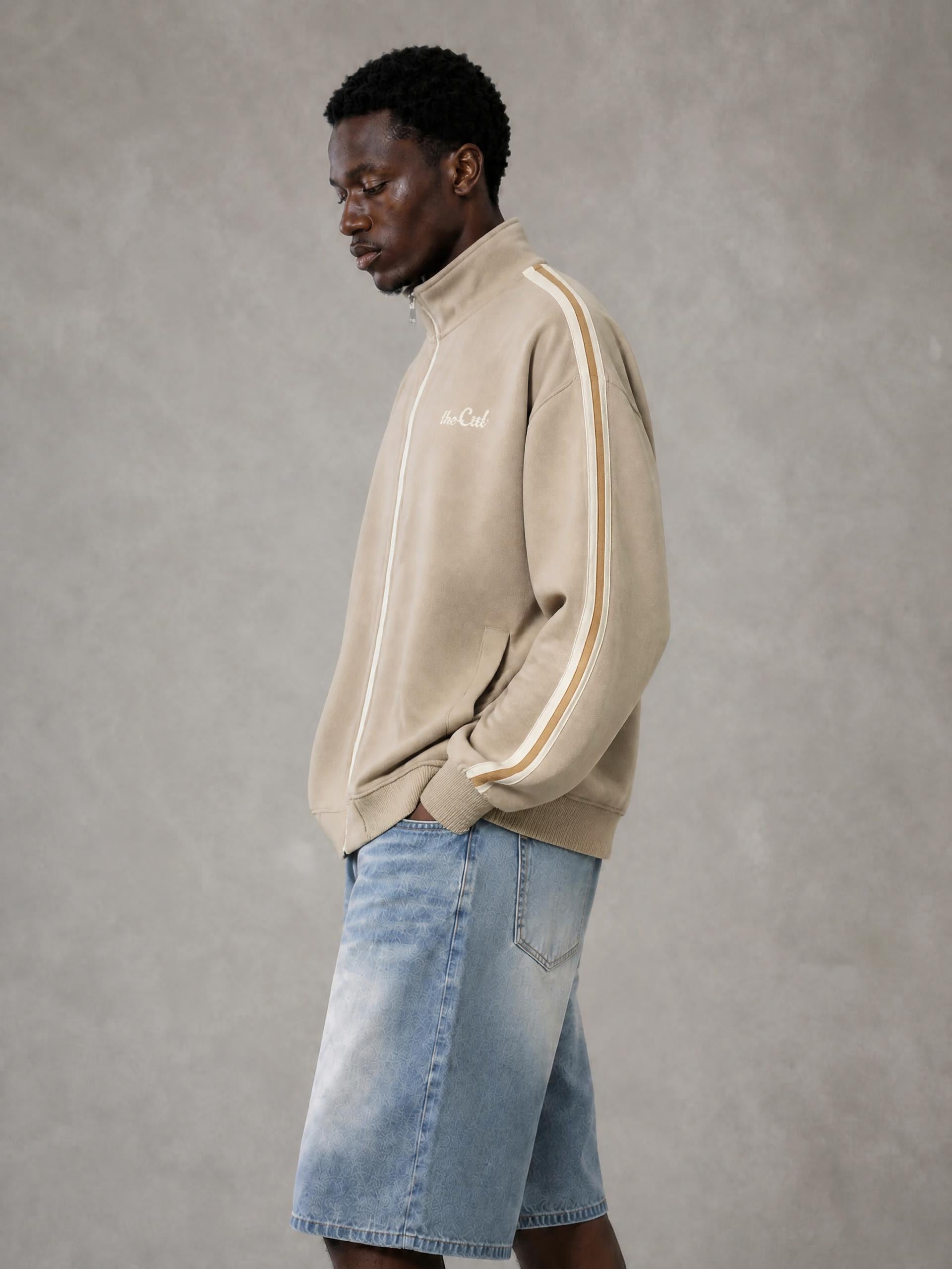 theCut Contrast Stripe Track Jacket Glitchwave