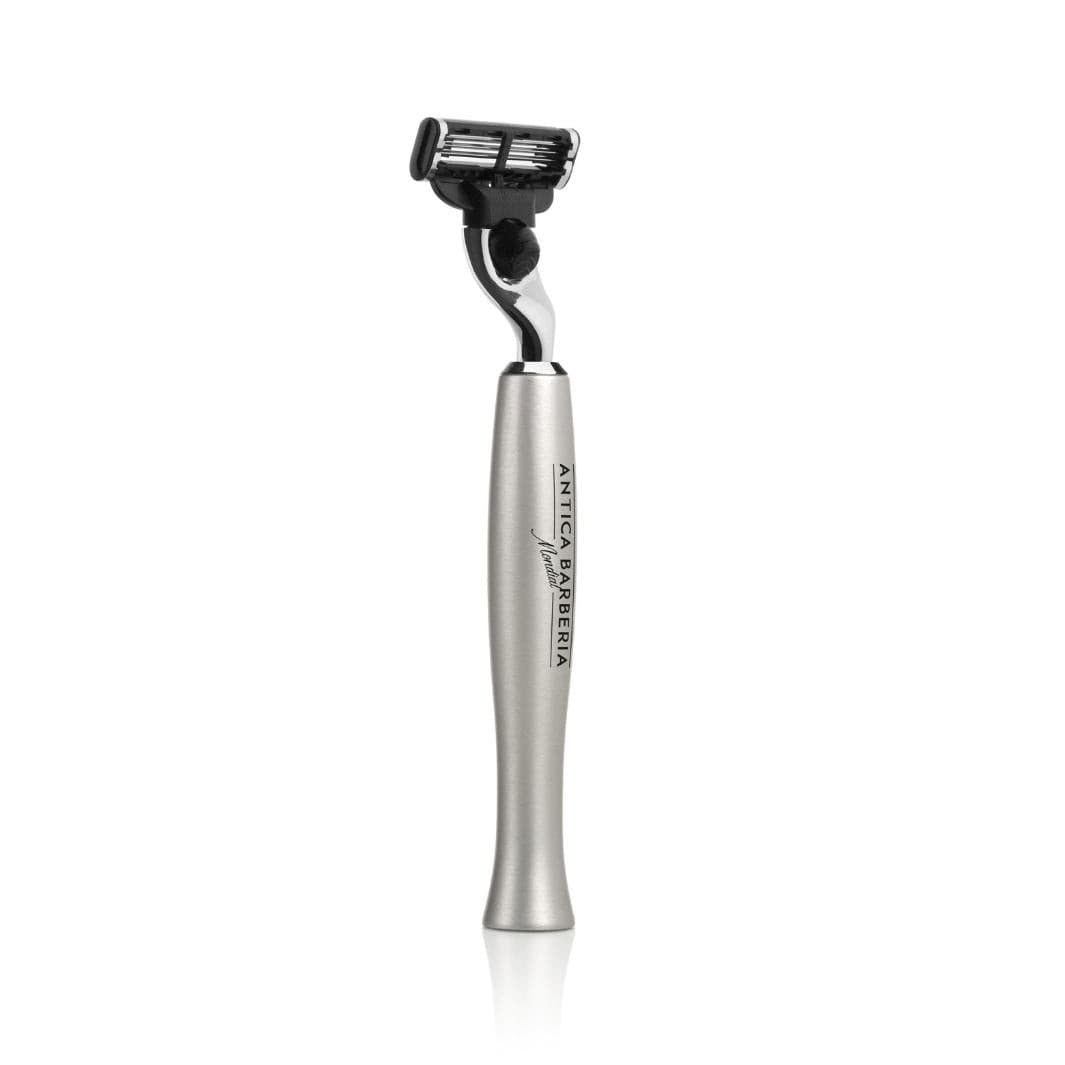 Titan Silver Brushed Aluminum Razor Handle for Mach3 Cartridge