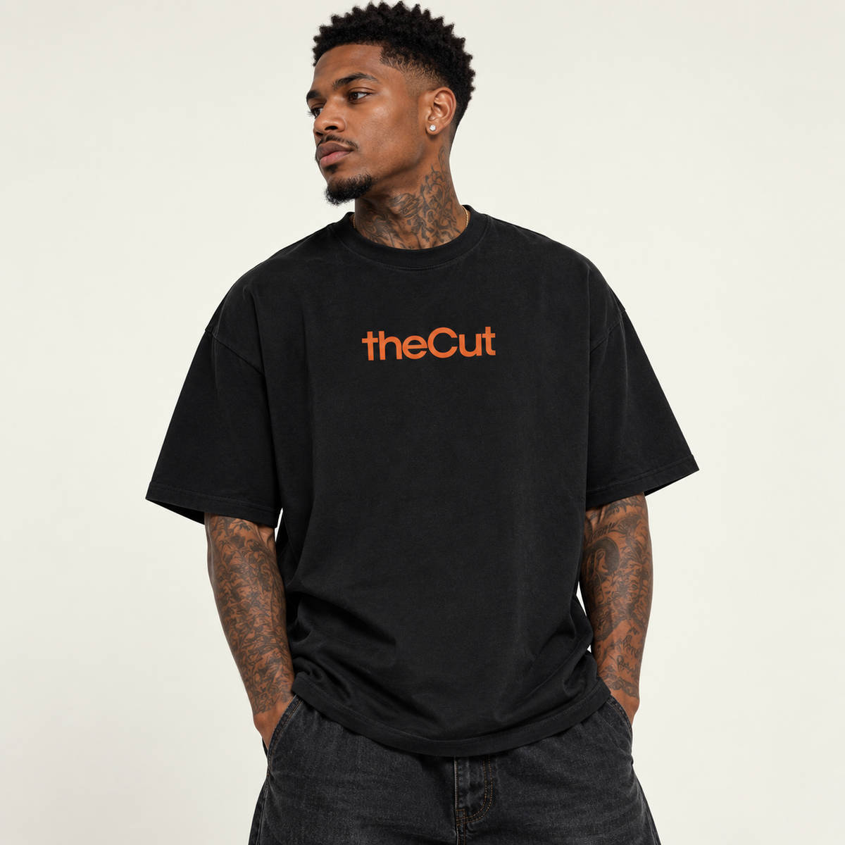 theCut Tee - Black/Orange
