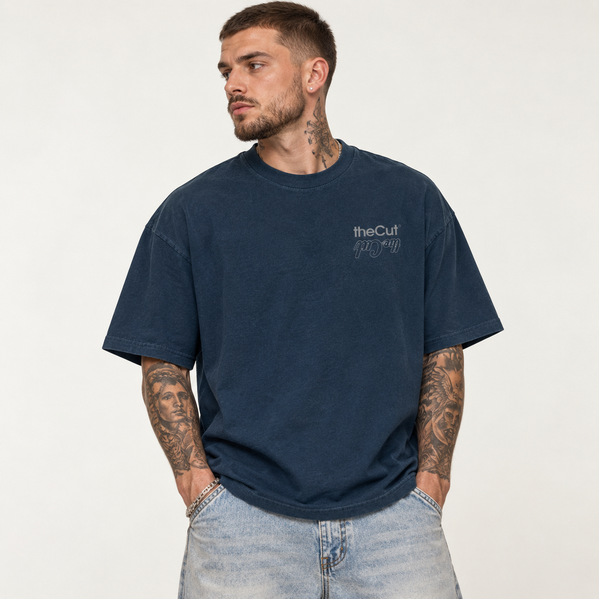 THECUT GRAPHIC TEE - NAVY/GRAY