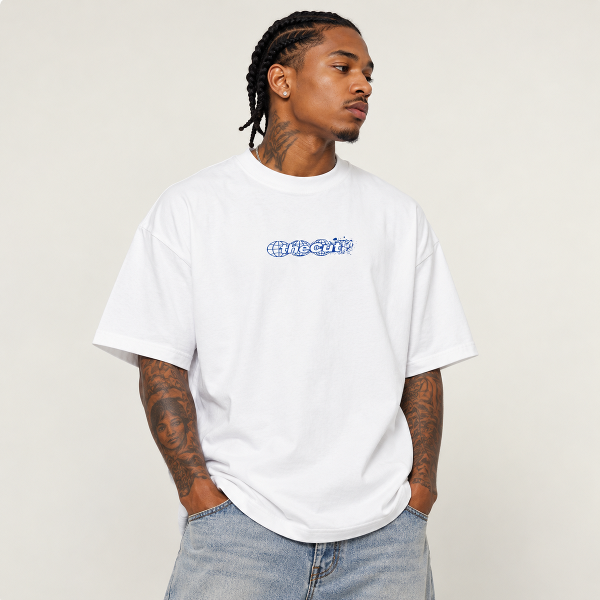 theCut Globe Tee - White/Blue