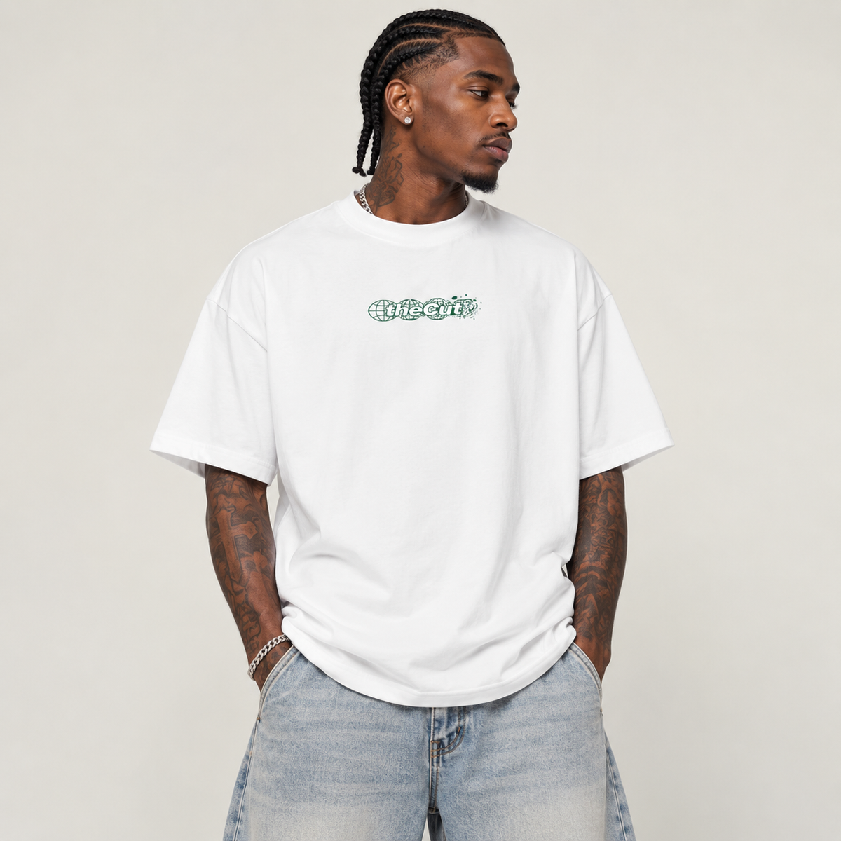theCut Globe Tee - White/Green