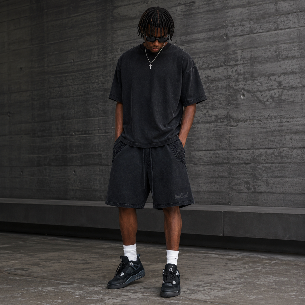 theCut Vintage Wash Shorts - Black