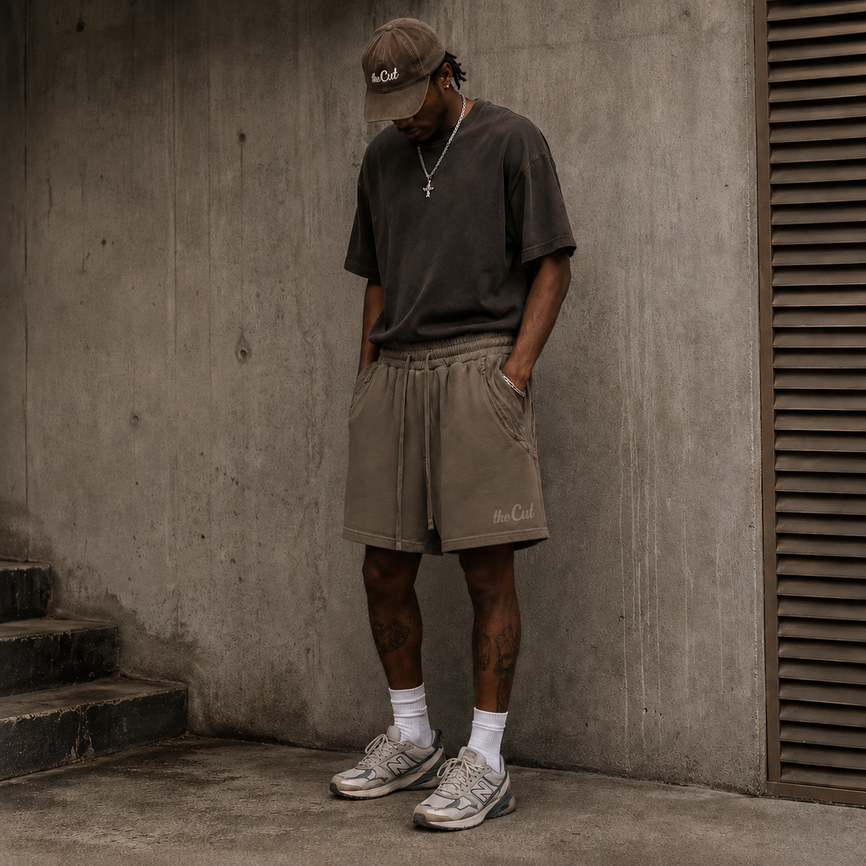 theCut Vintage Wash Shorts - Khaki