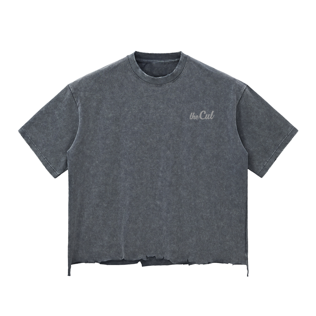 No Bullsh**t Tools For Barbershops Head Snow Wash Raw-Hem Boxy T-shirt