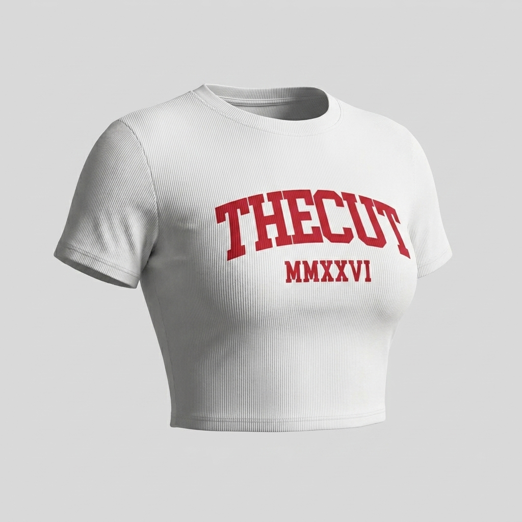 Women's Slim Ribbed Crop Collegiate Tee