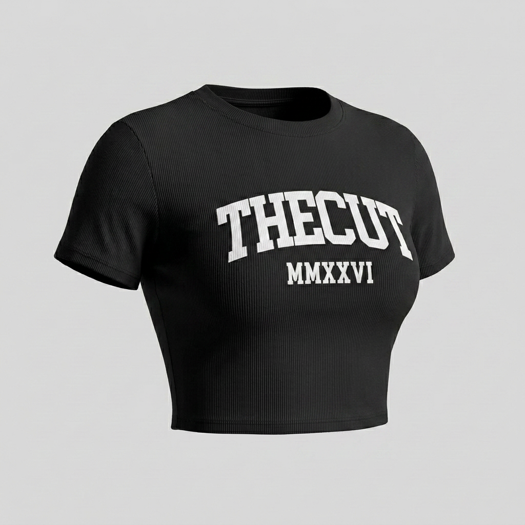 Women's Slim Ribbed Crop Collegiate Tee