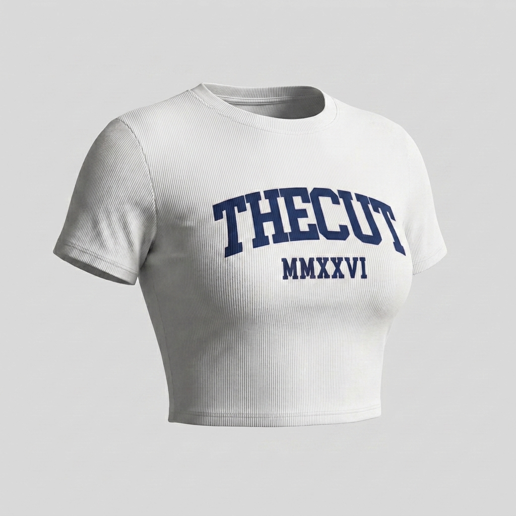 Women's Slim Ribbed Crop Collegiate Tee