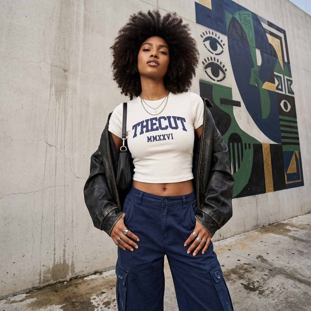 Women's Slim Ribbed Crop Collegiate Tee