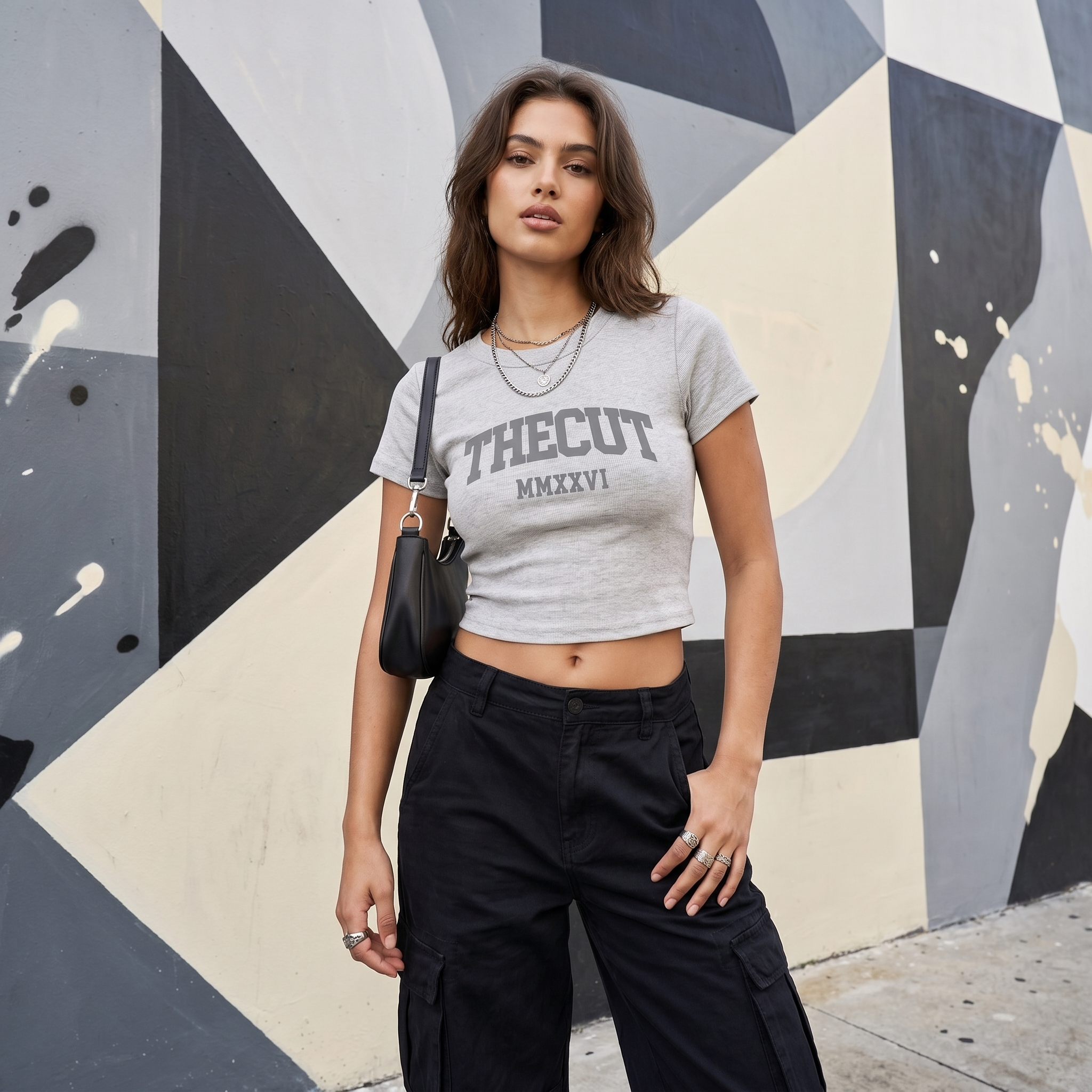 Women's Slim Ribbed Crop Collegiate Tee