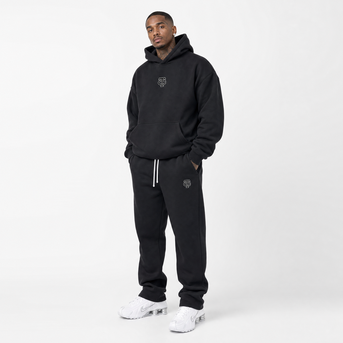 Black TC Fleeced Hoodie