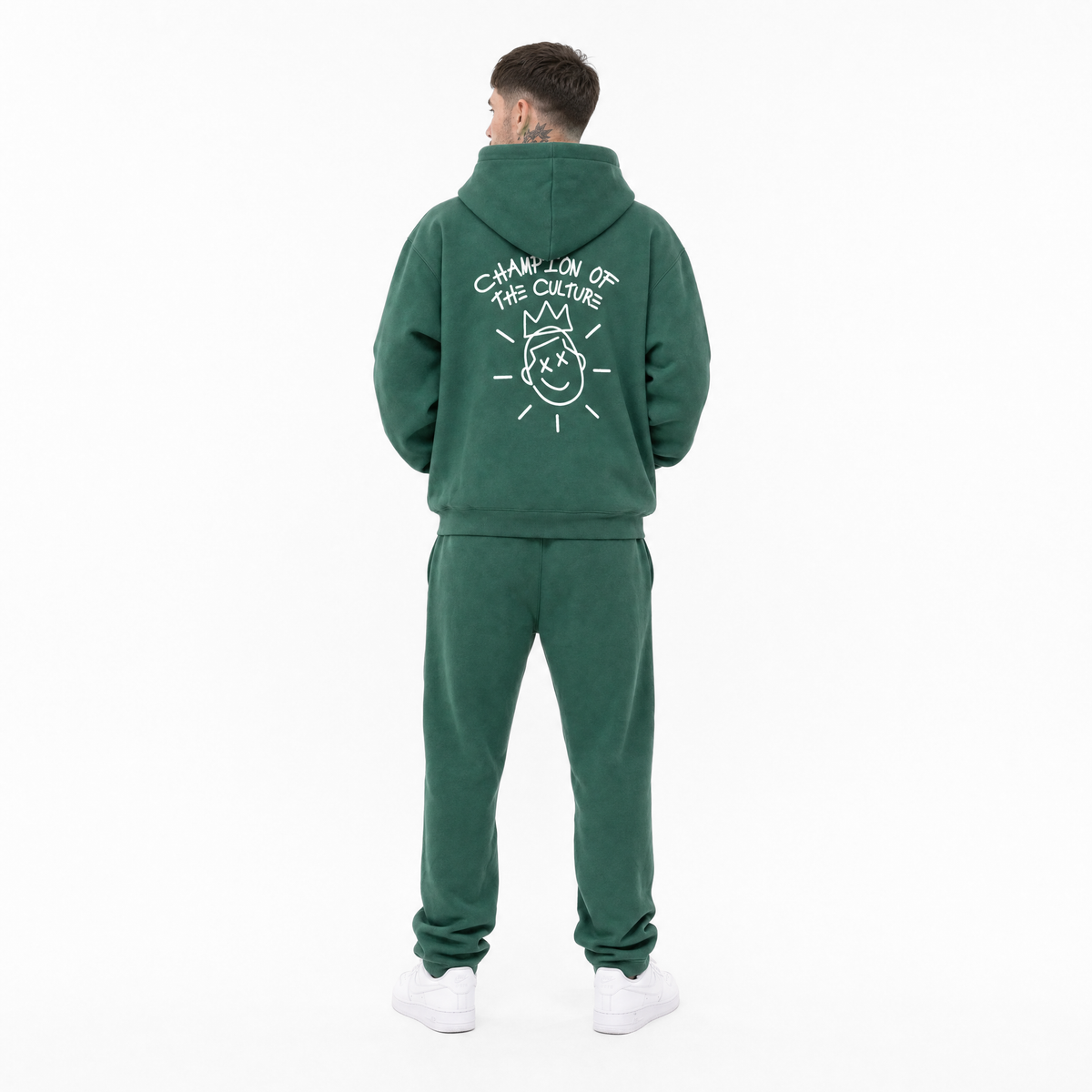 GREEN THECUT FLEECED HOODIE