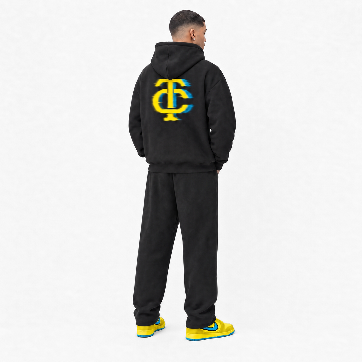 BLACK TC GLITCH FLEECED HOODIE