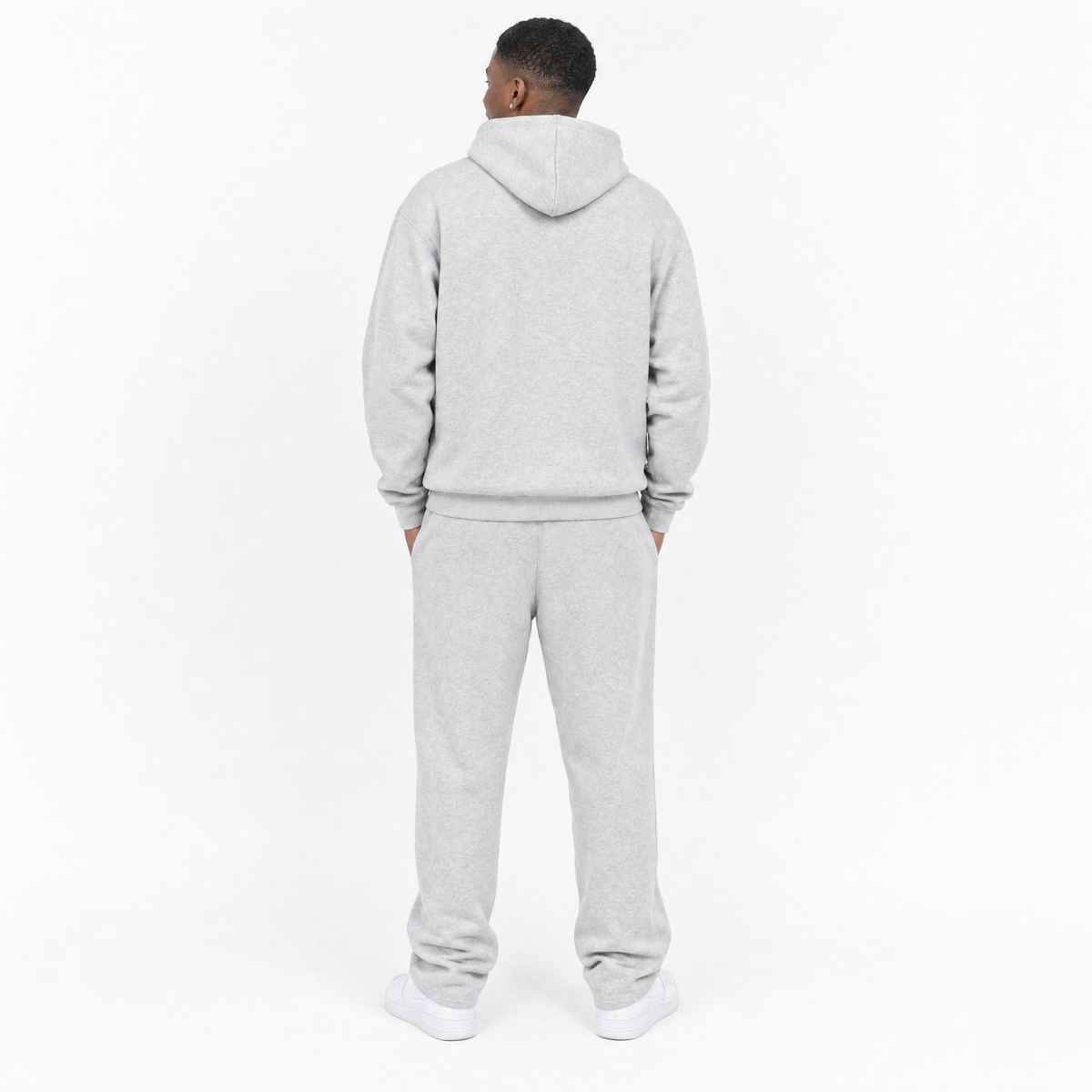 GREY/RED TC FLEECED HOODIE