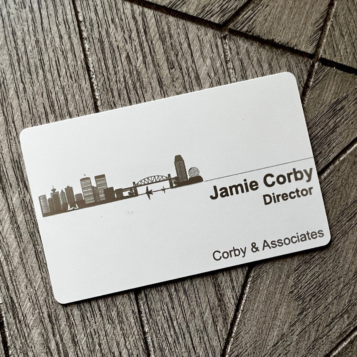 White Anodized Steel - Tap Business Card